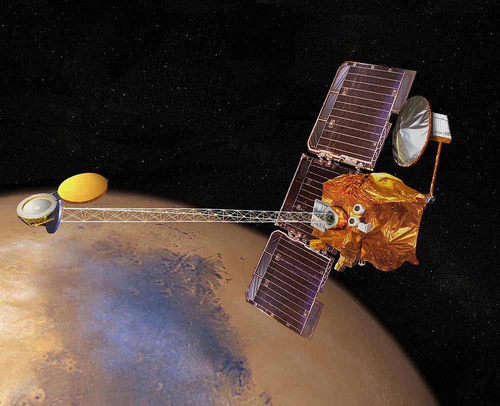 An artist's impression of Odyssey's orbit around Mars.  Image credit: NASA